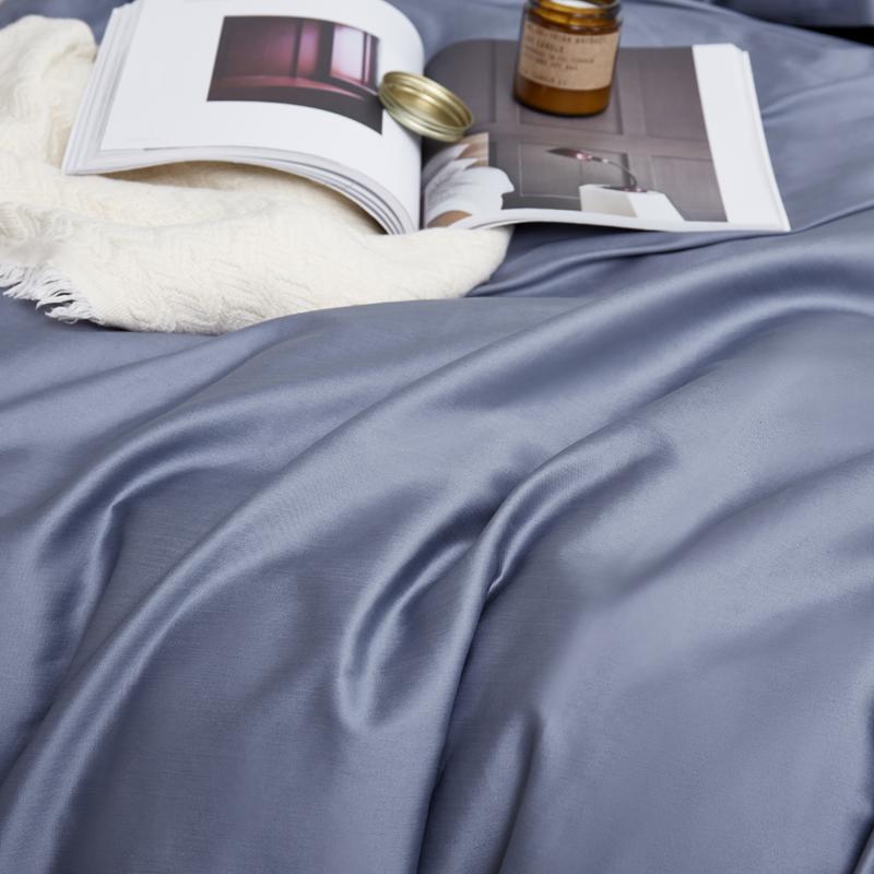 4 Pillows Cotton Sateen Bed Sheet - Space Grey
