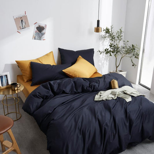 4 Pillows Cotton Sateen Bed Sheet - Iron Black