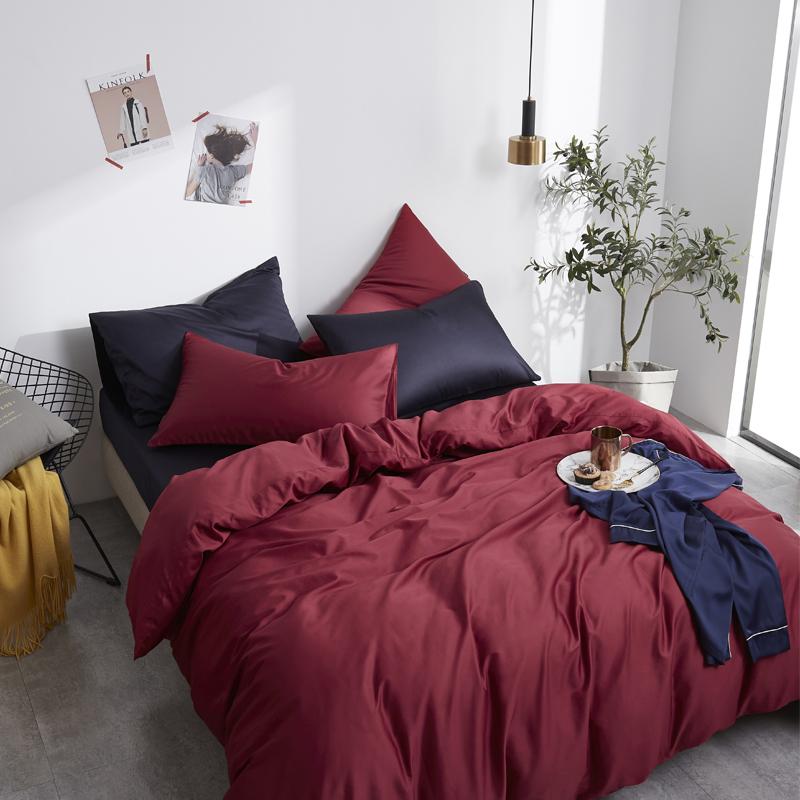4 Pillows Cotton Sateen Bed Sheet - Maroon