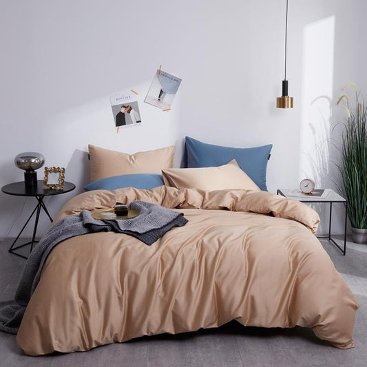 4 Pillows Cotton Sateen Bed Sheet - Cream