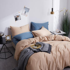 4 Pillows Cotton Sateen Bed Sheet - Cream