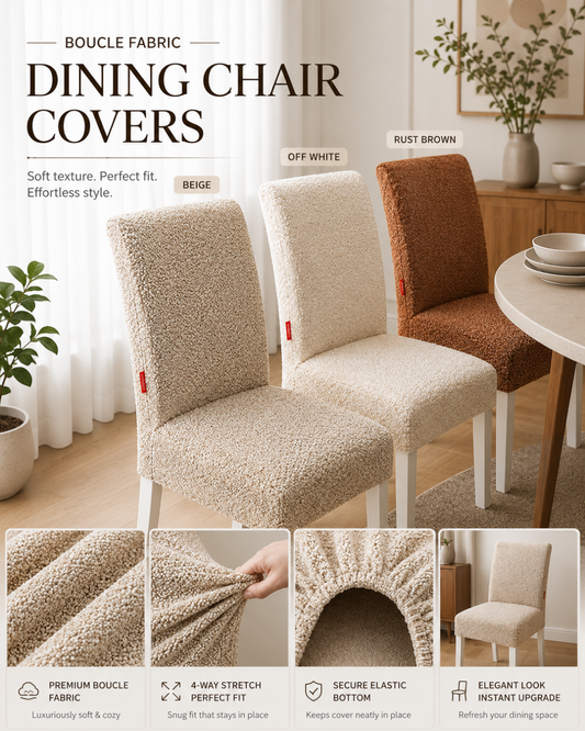 Curled Lamb Sherpa Fabric Dining Chair Covers.