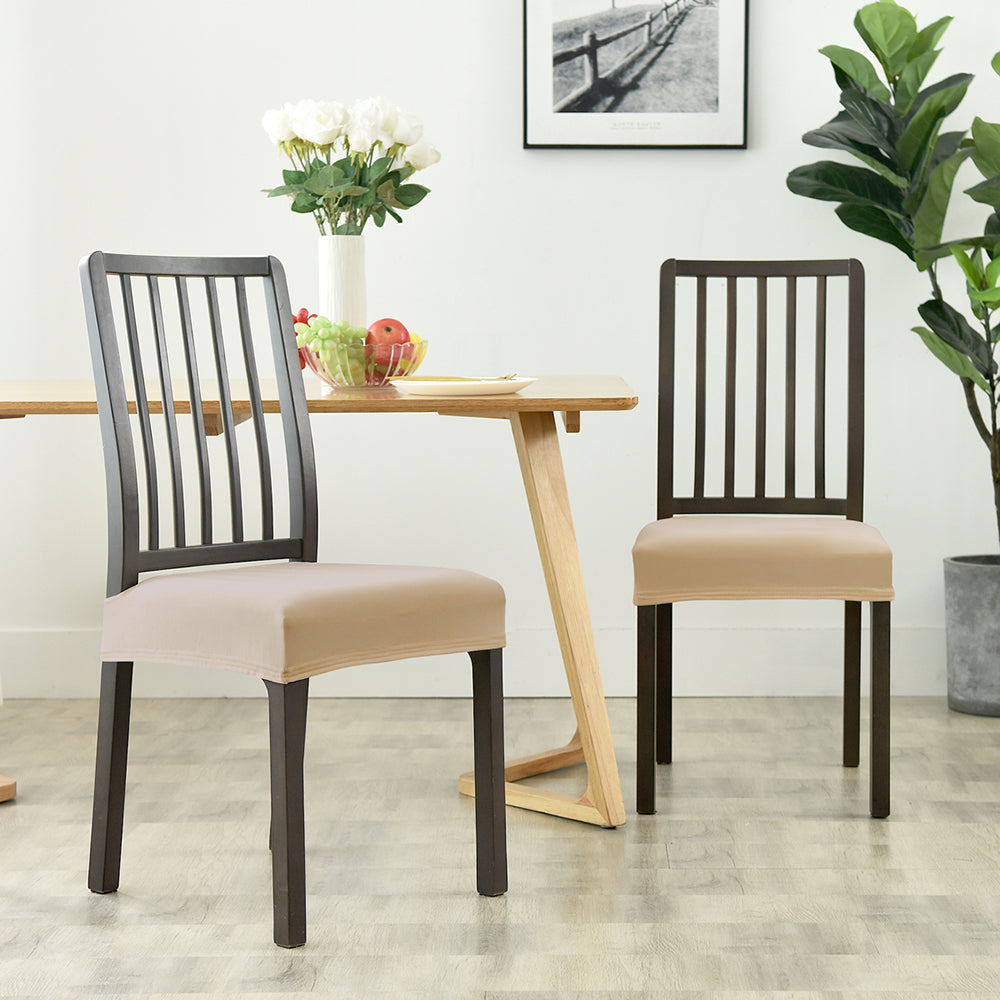 Stretchable Velvet Dining Seat Covers - Beige