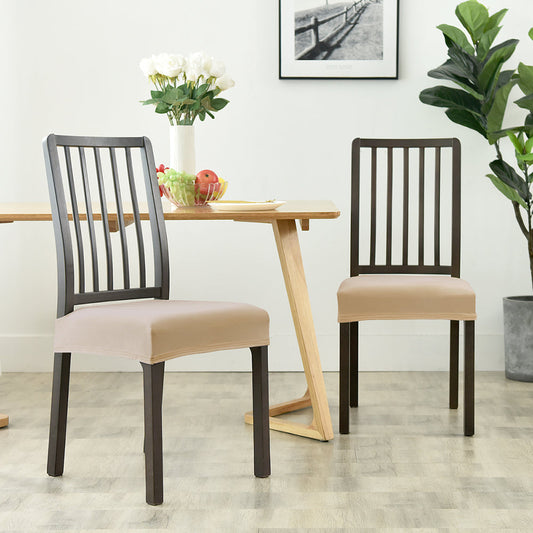 Stretchable Velvet Dining Seat Covers - Beige