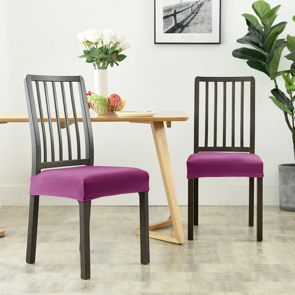 Stretchable Velvet Dining Seat Covers - Purple