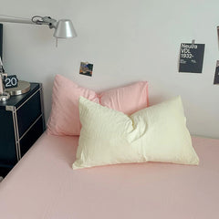 Pure Cotton Reversible Duvet Cover Set - Off White & Pink