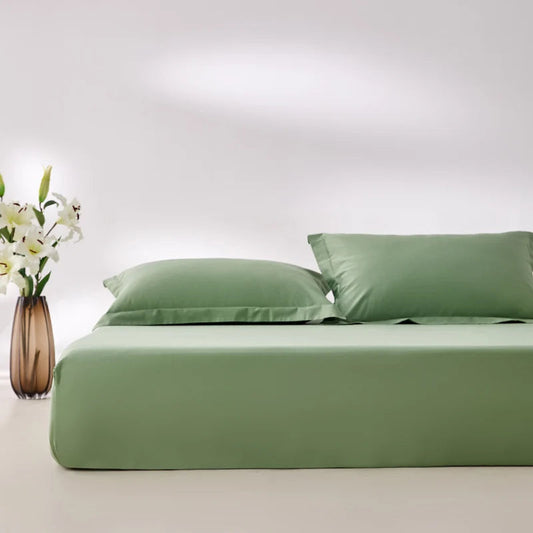400 Thread Count Cotton Sateen Fitted Sheet - Pista Green