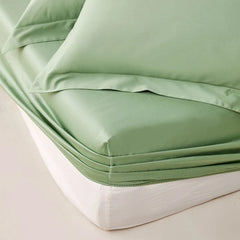 400 Thread Count Cotton Sateen Fitted Sheet - Pista Green