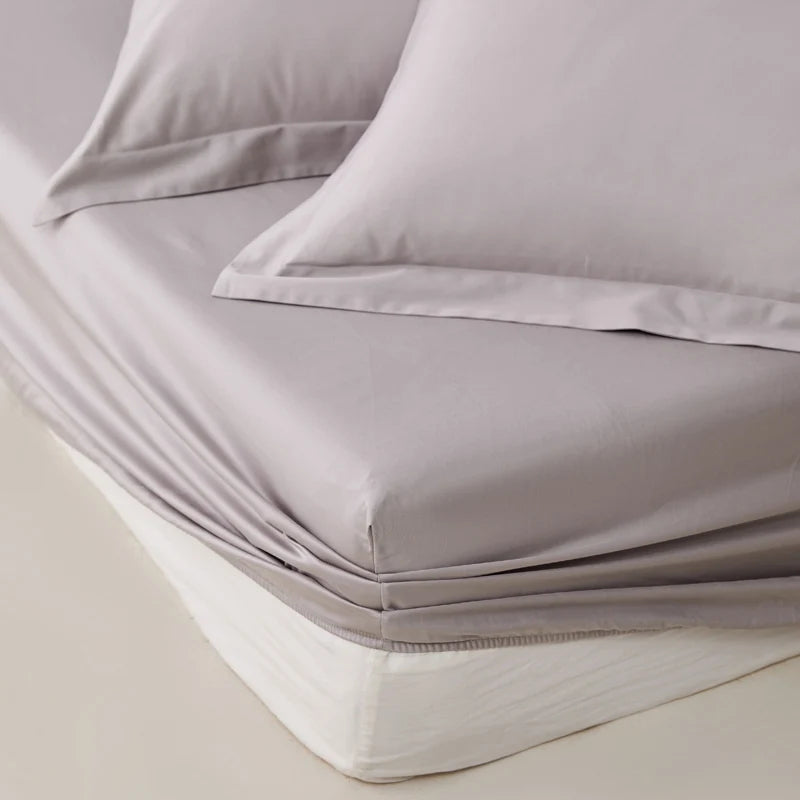 400 Thread Count Cotton Sateen Fitted Sheet - Slate Grey