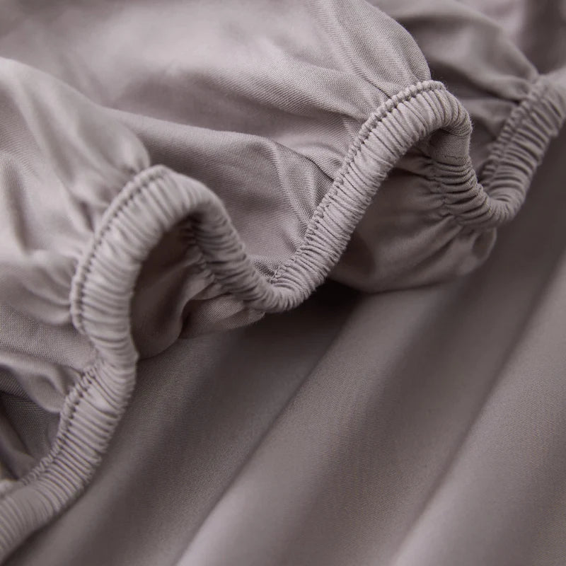400 Thread Count Cotton Sateen Fitted Sheet - Slate Grey