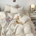 Pure Cotton Reversible Duvet Cover Set -  Off White