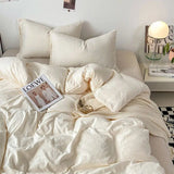 Pure Cotton Reversible Duvet Cover Set -  Off White