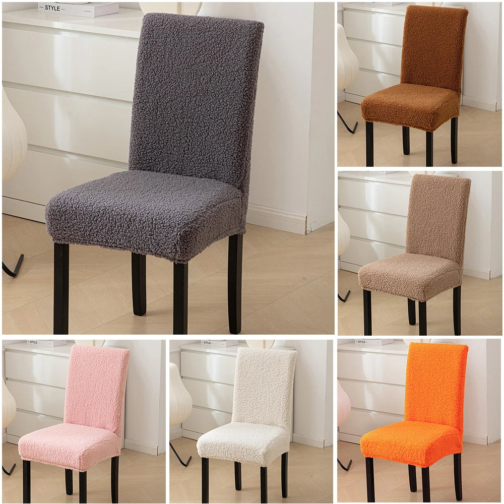 Curled Lamb Sherpa Fabric Dining Chair Covers.