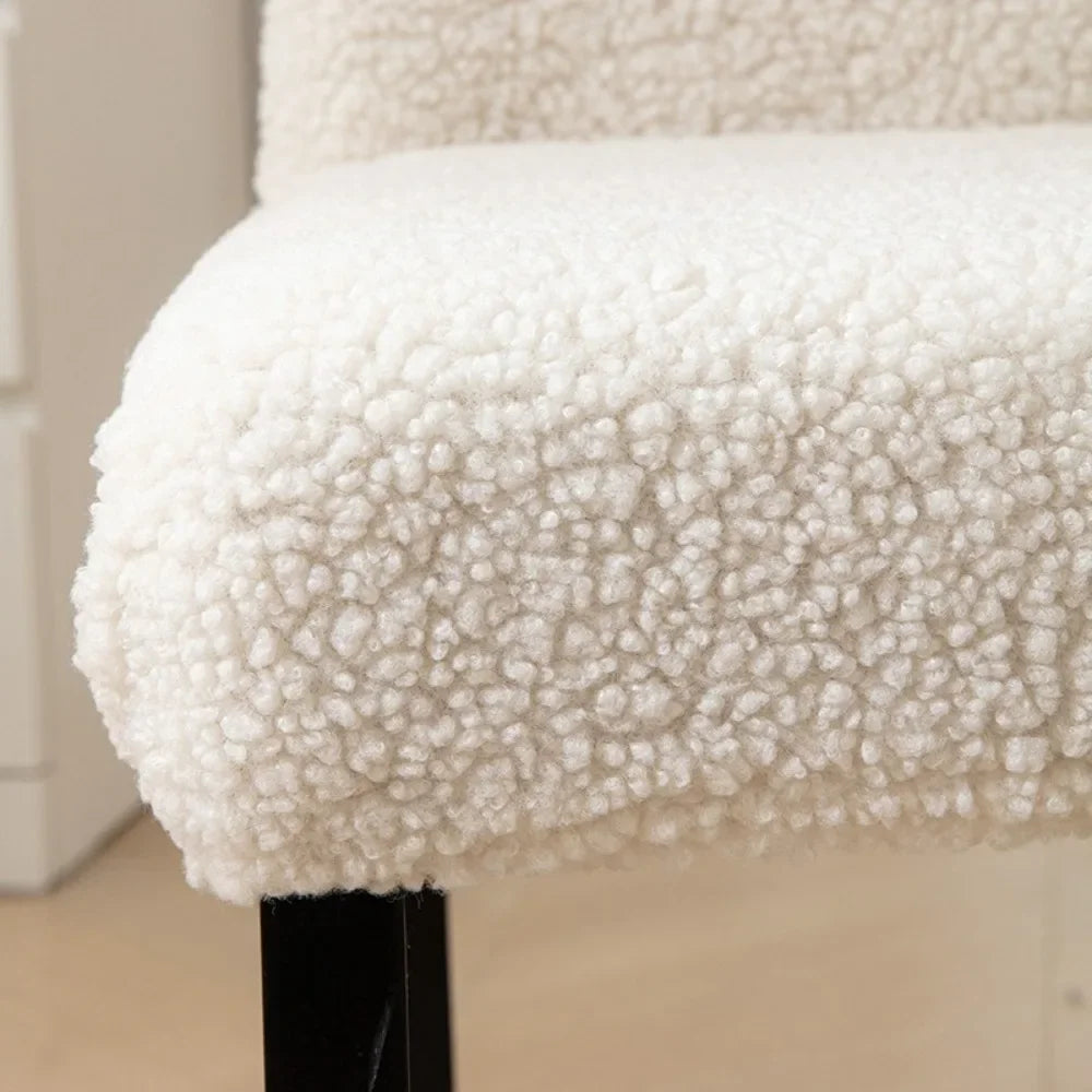 Curled Lamb Sherpa Fabric Dining Seat Covers.