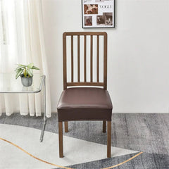 Waterproof Faux Leather Dining Seat Covers - Dark Brown