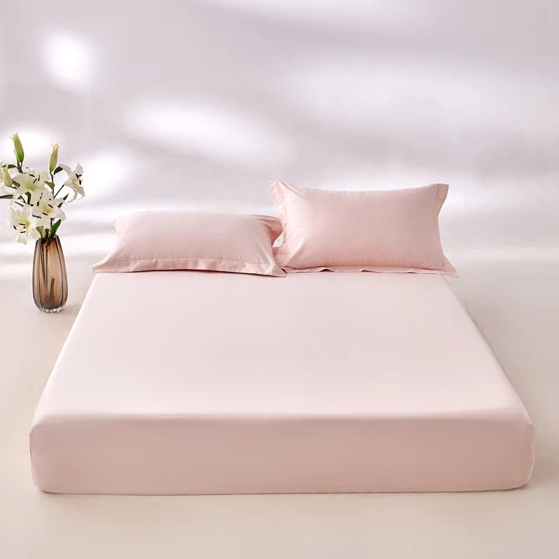 400 Thread Count Cotton Sateen Fitted Sheet - Light Pink