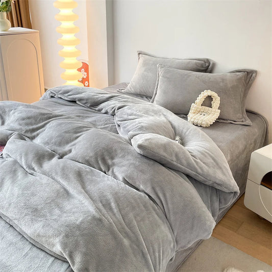 Reversible Velvet Duvet Cover - Silver Grey