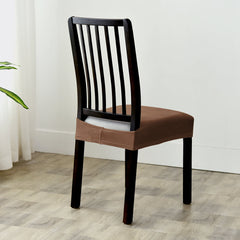 Stretchable Velvet Dining Seat Covers - Dark Brown