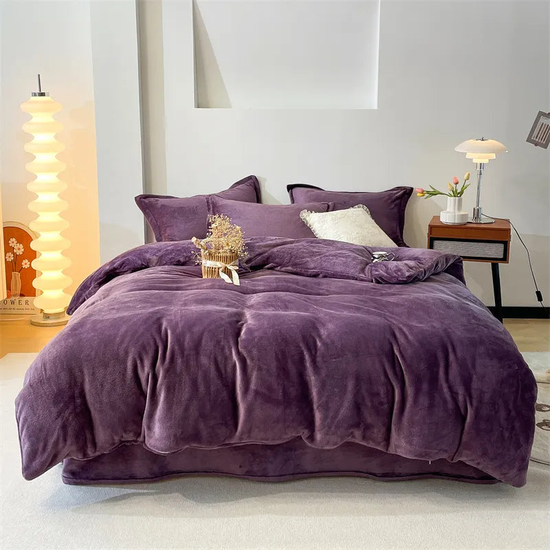 Reversible Velvet Duvet Cover - Purple