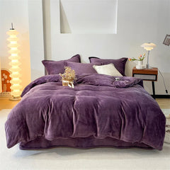 Reversible Velvet Duvet Cover - Purple