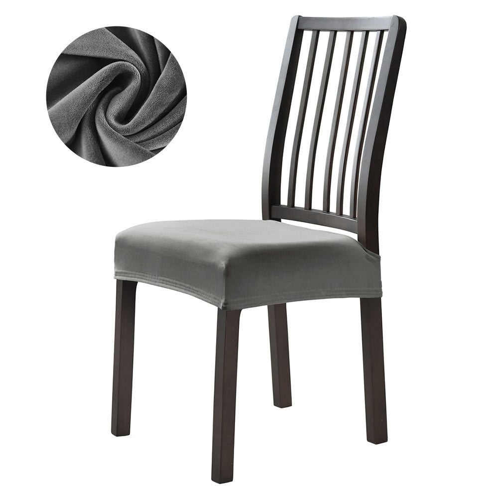 Stretchable Velvet Dining Seat Covers - Grey