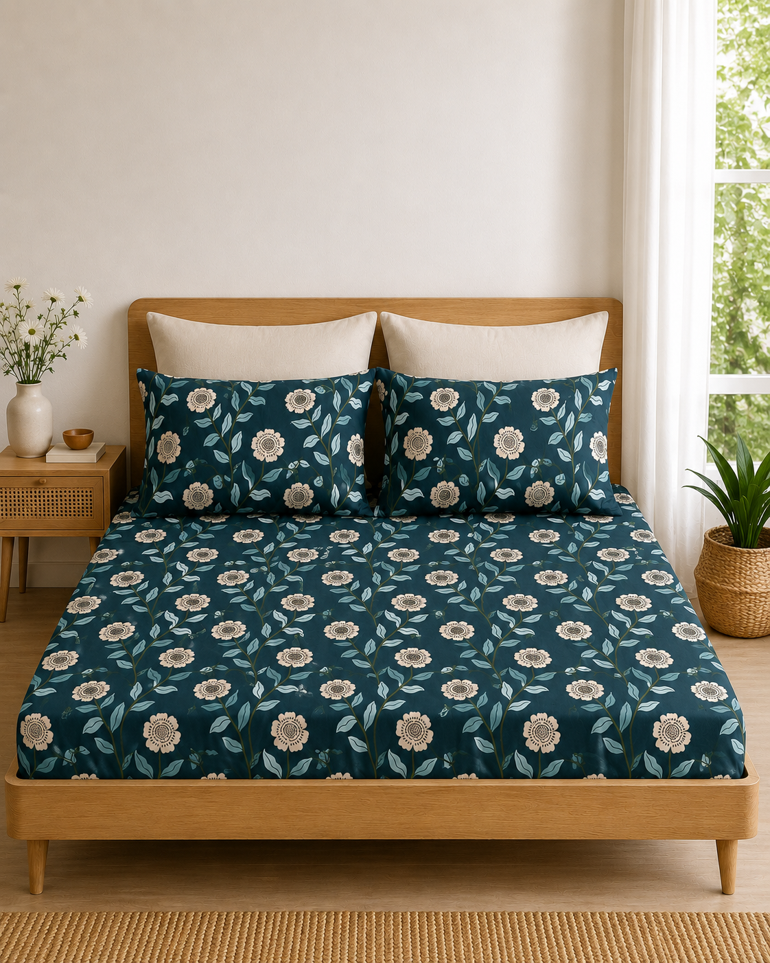 Pure Cotton Fitted Sheet Set - Willow