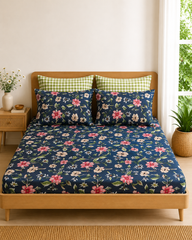 Pure Cotton Fitted Sheet Set - Eden Blue