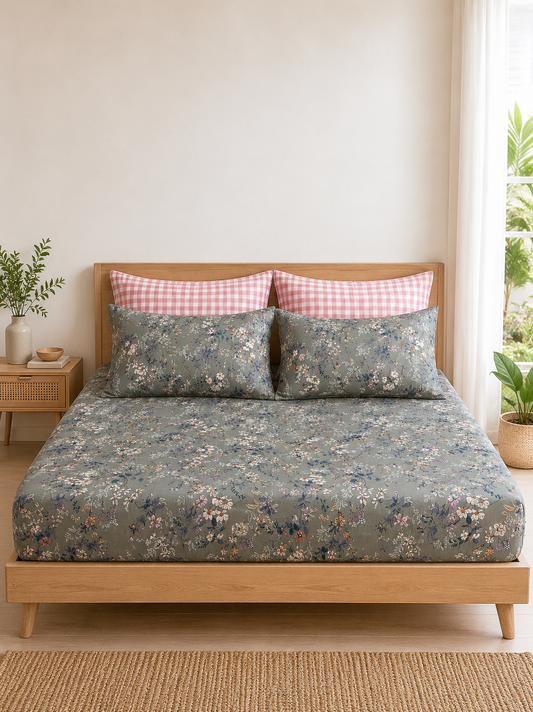Pure Cotton Fitted Sheet Set - Wildflower