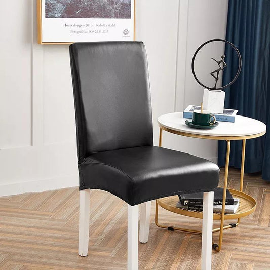 Waterproof Faux Leather Dining Chair Covers - Black
