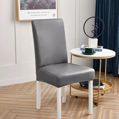 Waterproof Faux Leather Dining Chair Covers - Grey