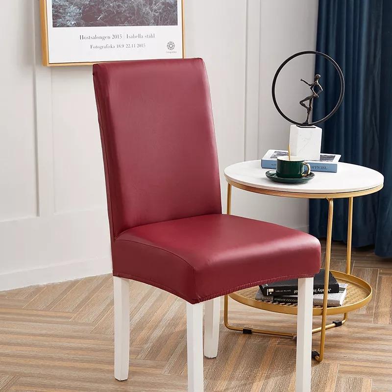 Waterproof Faux Leather Dining Chair Covers - Maroon