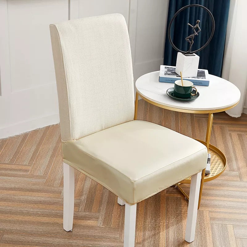 Waterproof Faux Leather Dining Seat Covers - Off White