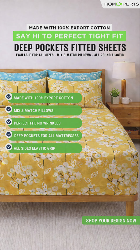 Pure Cotton Fitted Sheet Set - Lotus
