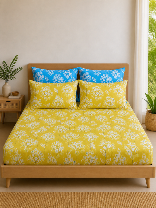 Pure Cotton Fitted Sheet Set - Lotus