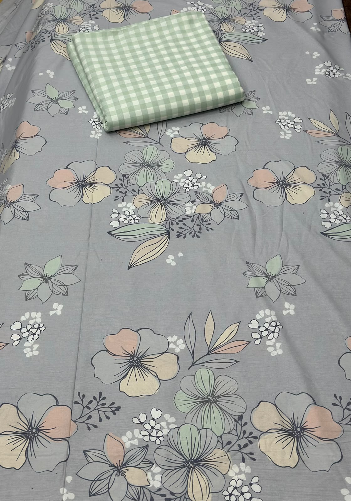 Pure Cotton Fitted Sheet Set - Mint Bloom