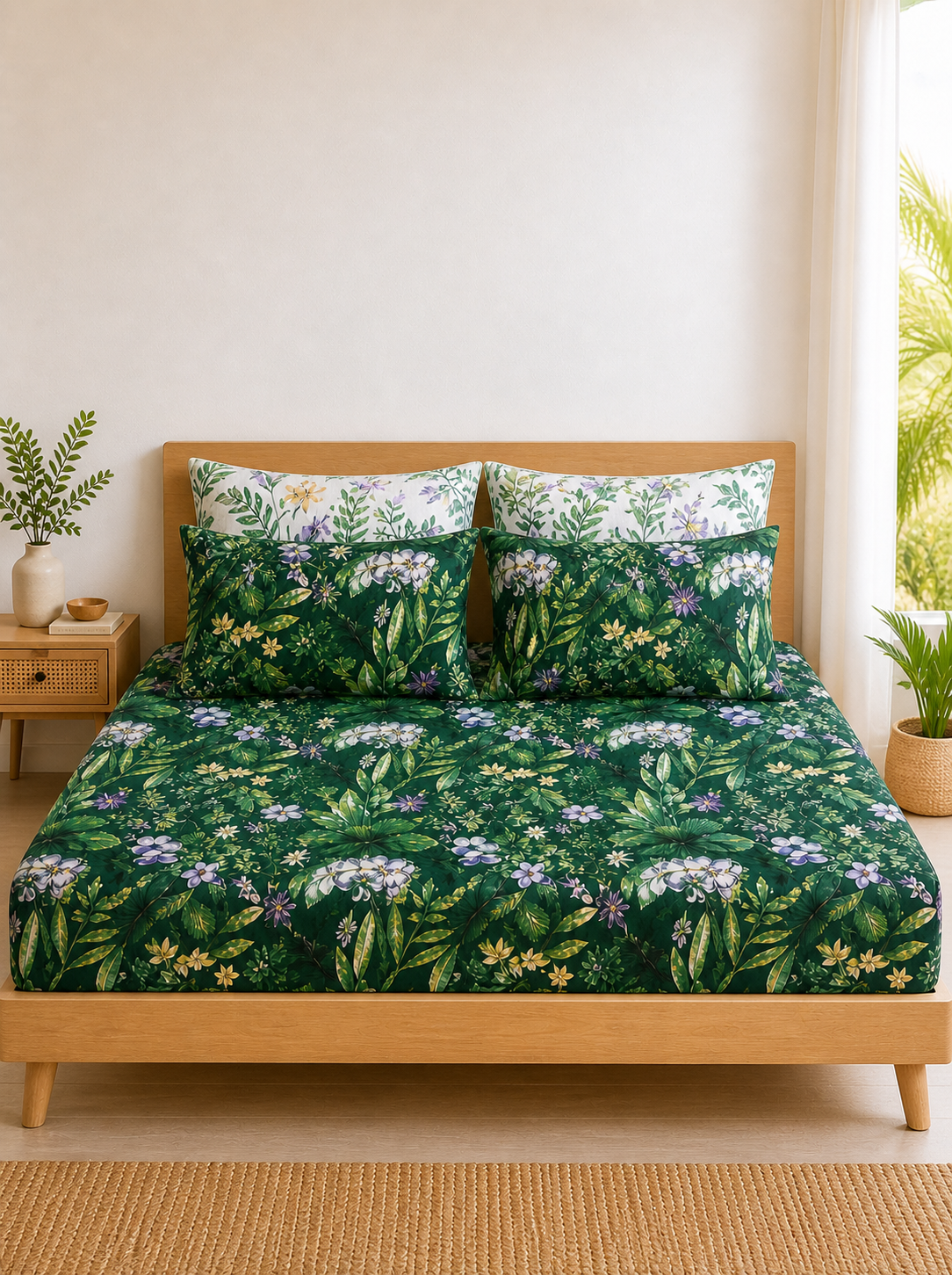 Pure Cotton Fitted Sheet Set - Tropicana