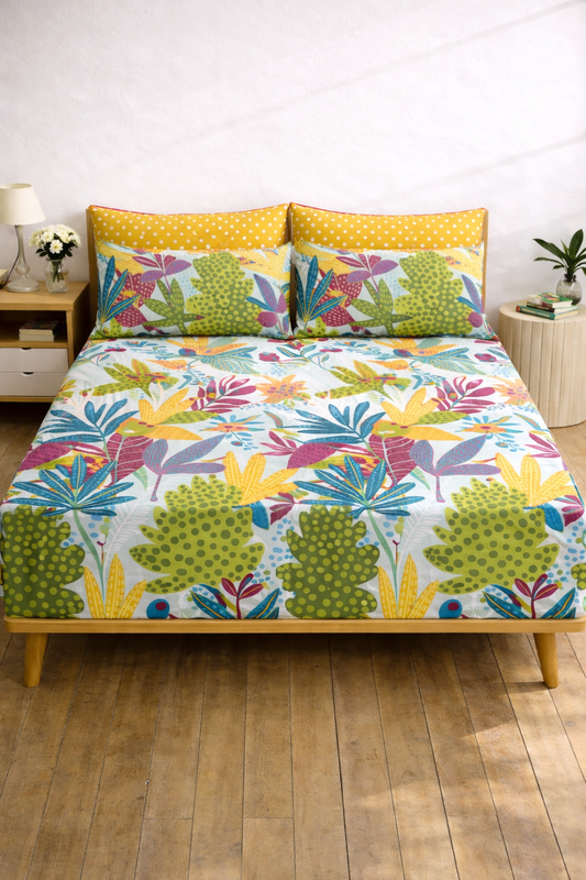 Pure Cotton Fitted Sheet Set - Botanique