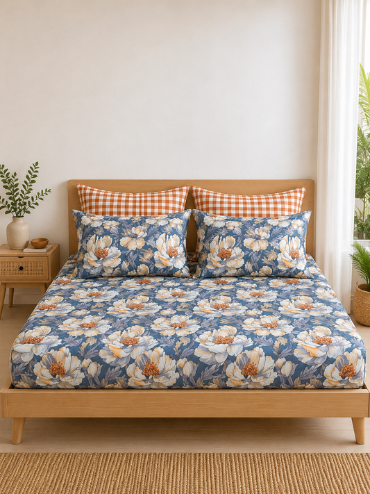 Pure Cotton Fitted Sheet Set - Rust Petal