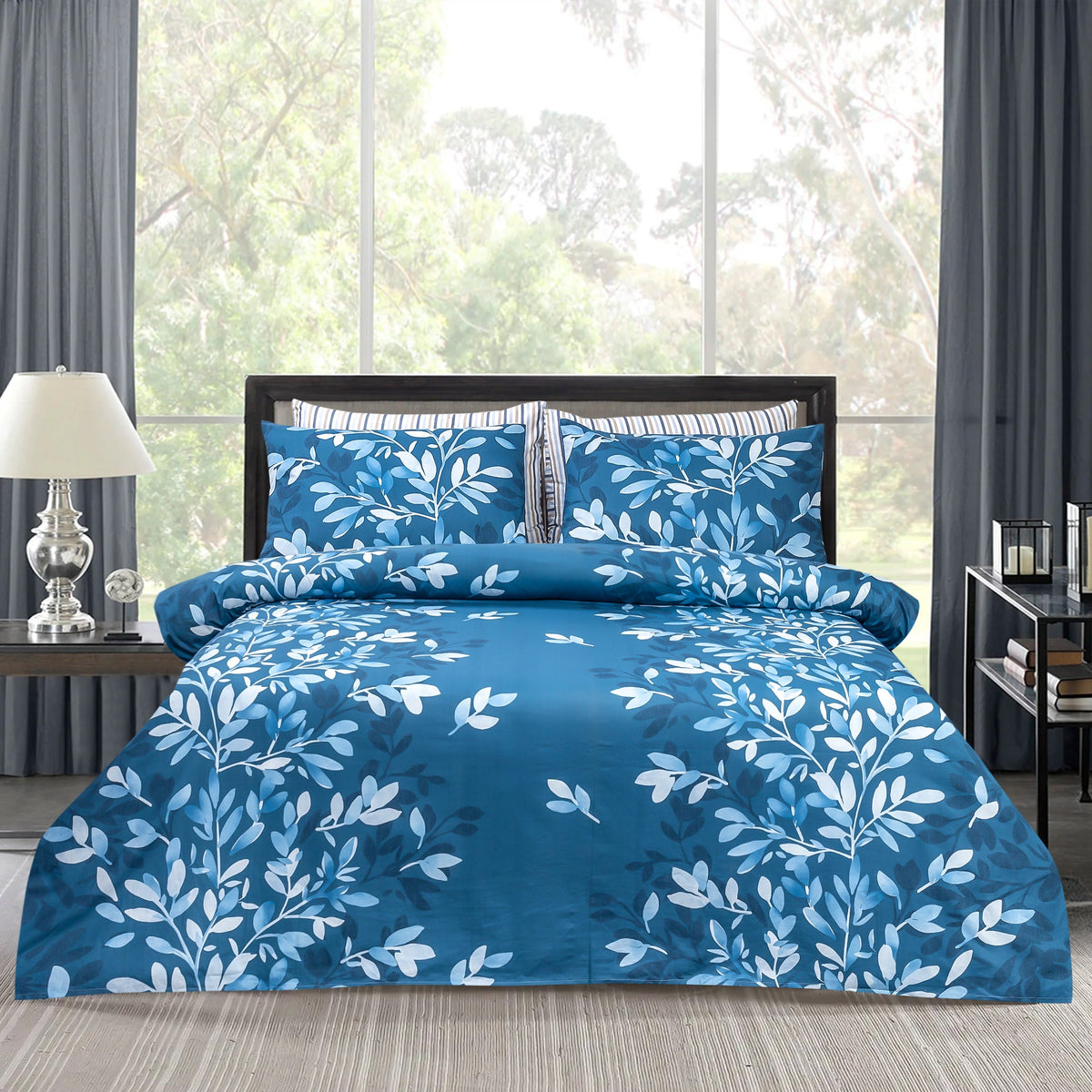 Pure Cotton Bed Sheet Set - Blue Orchid