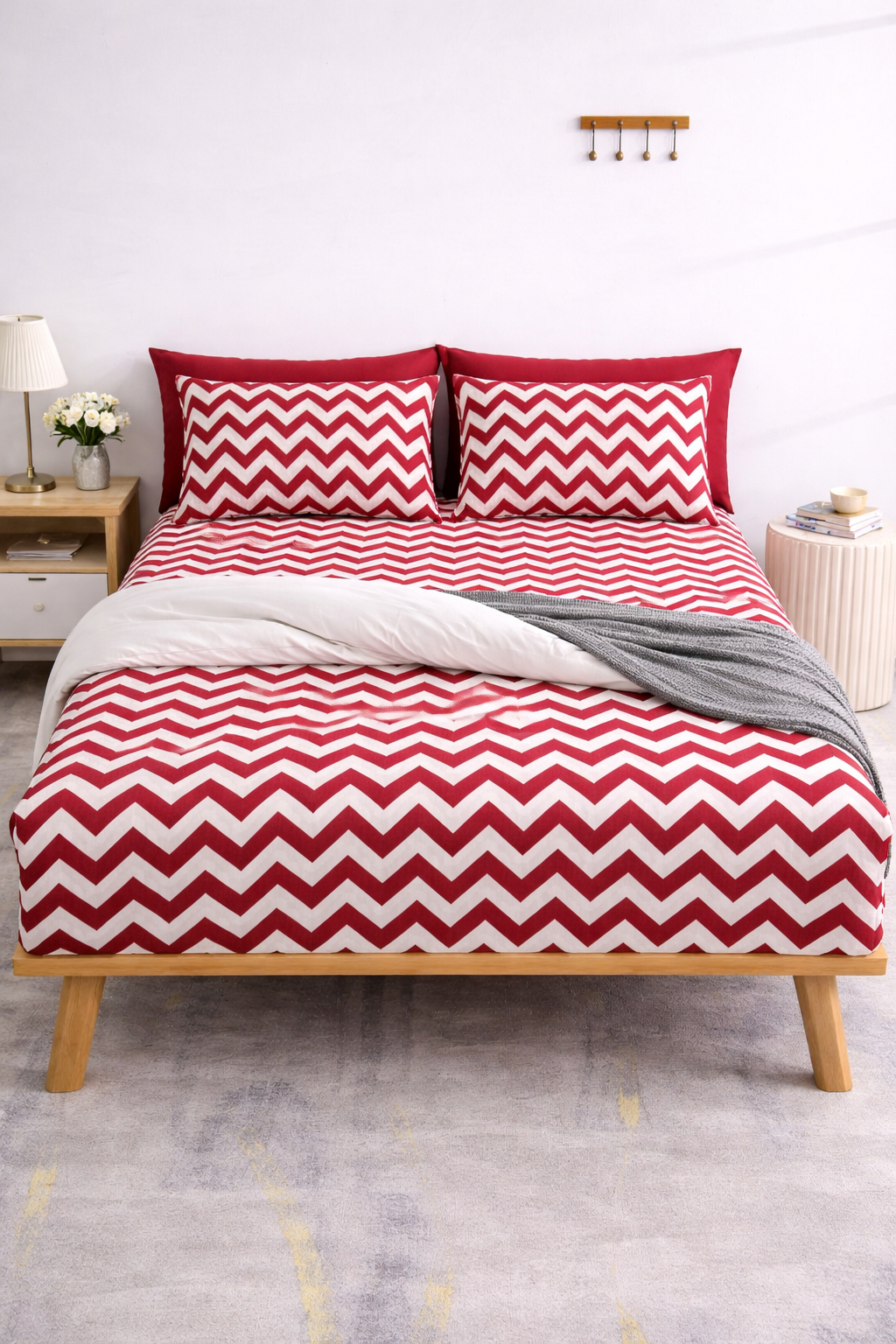 ZigZag Chevron Fitted Sheet Set - Red