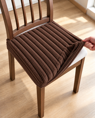Premium Ultrasoft Faux Fur Striped Dining Seat Cover