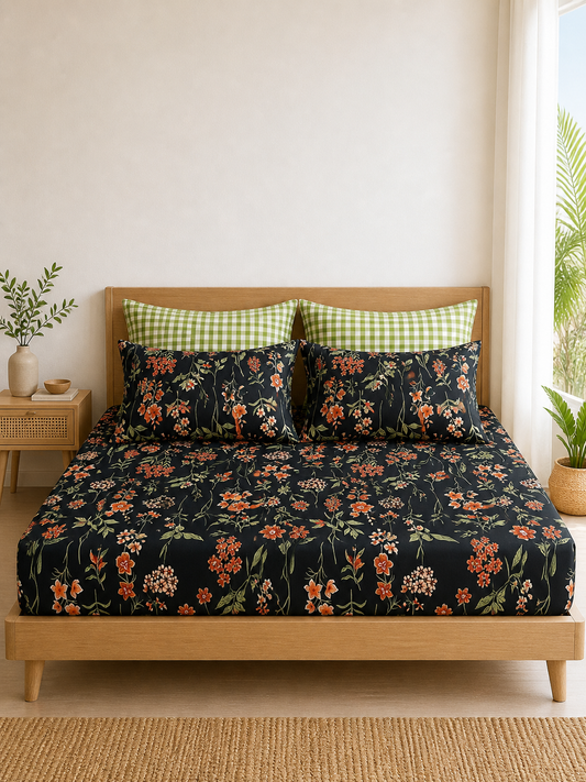 Pure Cotton Fitted Sheet Set - Nightbloom