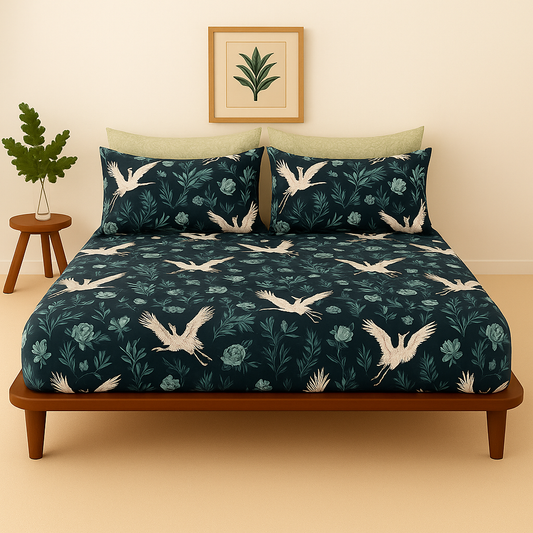 Pure Cotton Fitted Sheet Set - Lotus