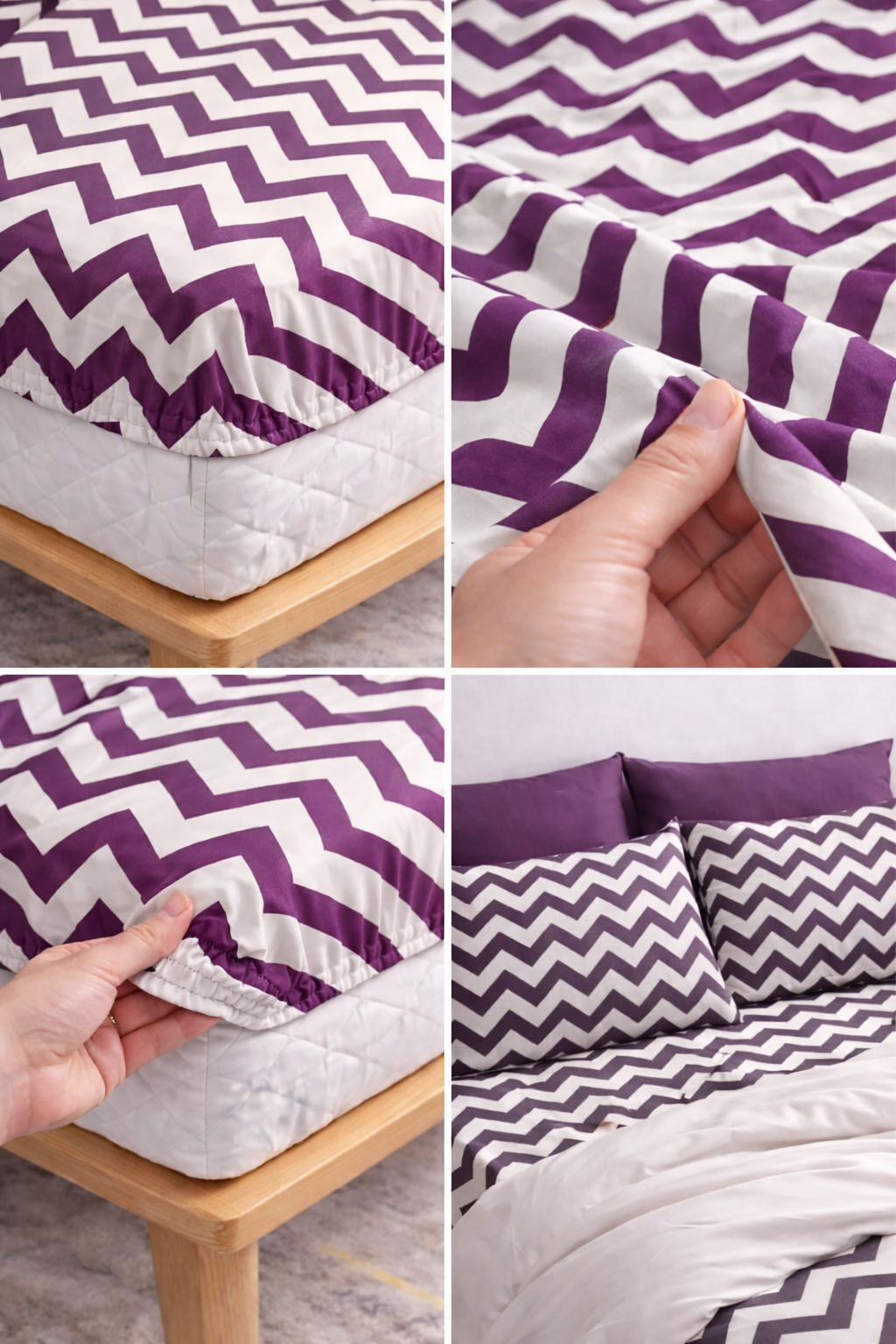 ZigZag Chevron Fitted Sheet Set - Purple