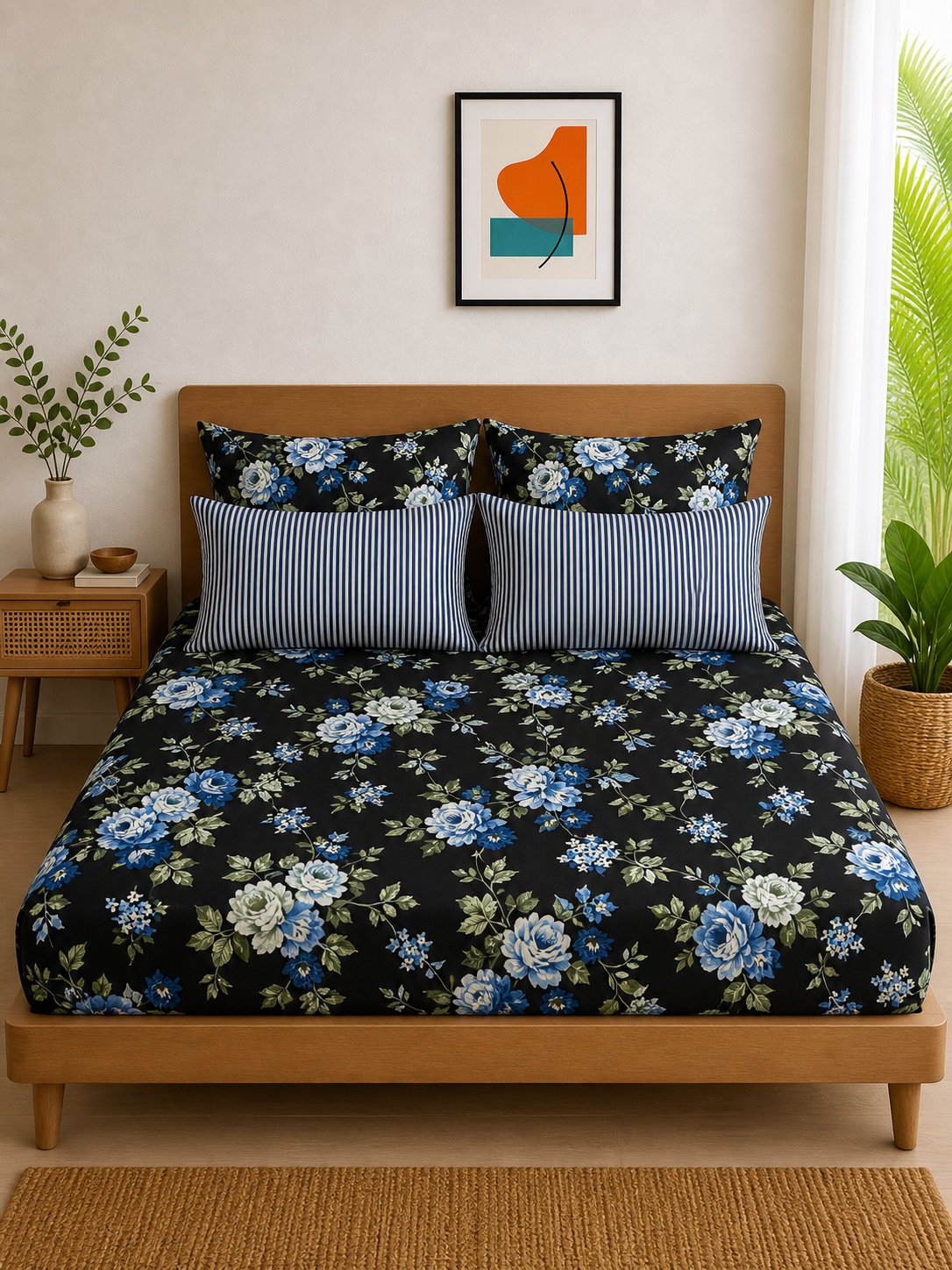 Pure Cotton Fitted Sheet Set - Blue Belle